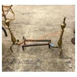 Vintage brass fireplace andirons