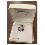 Sterling silver and genuine diamond chip panda