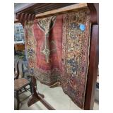 Antique Persian rug 73in x 4ft, damage to edges