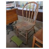 Vintage wooden chair and foot stool