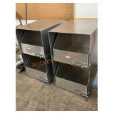 Pair of stainless and diamond plate storage units