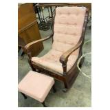 Antique rocking chair with footstool