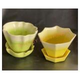 Vintage glaze pottery planters, small 6 inch