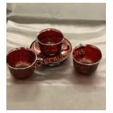 Arcoroc Ruby Red Cup & Saucer Set of 3 Vintage