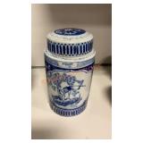 Vintage large blue and white ginger jar