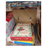 Vintage Christmas tree stand and decor lot