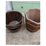 Vintage wooden buckets