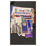Vintage, political flyers, bumper stickers, pins