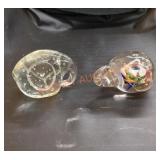 Glass elephant paperweights