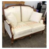 Antique Mid Century, loveseat, carved wood