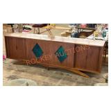 1960s walnut diamond front MCM stereo 8ï¿½ Consol