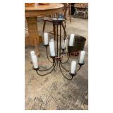 Nine bulb hanging chandelier fixture