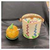 Vintage, ice bucket, and orange dish