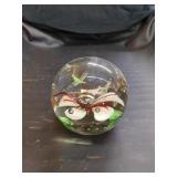 Hummingbird floral glass paperweight