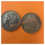 1885 and 1886 Morgan silver dollars