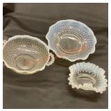 Fenton un-stamped, hobnail, opalescent bowls