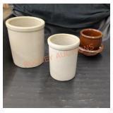 Vintage pottery Crocks, one signed