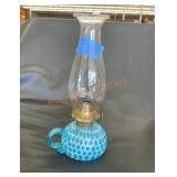 Fenton blue coin dot lamp