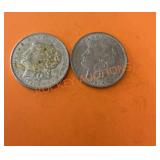 1921 Morgan silver dollars