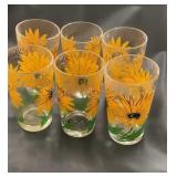 Vintage daisy, peanut butter glasses, set of six