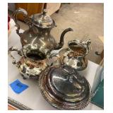 Vintage, silverplate, coffee, and tea serving set