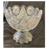 American Brilliant Cut Glass 2 part Punch Bowl