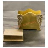 Vintage brass box and napkin holder