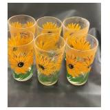 Vintage Daisy, peanut butter glasses, set of six