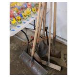 Lawn and garden shovel and broom lot