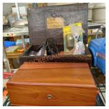 Vintage wooden boxes and contents