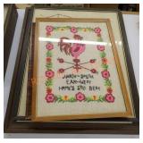 Needlepoint style framed decor lot