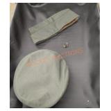 Vintage military hats and pin