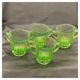 Vintage uranium glass, 1930ï¿½s paneled cups