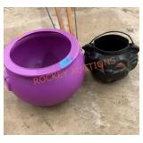 Vintage Halloween cat bucket and large cauldron