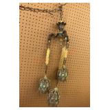 Vintage MCM three pendant prism filigree light