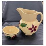 Vintage Watt yellowware pitcher and bowl