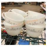 Vintage Pyrex cups, Corning ribbon bouquet