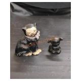 Vintage cast iron Hubley Fido and cat paperweights
