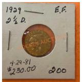 1929 gold Indian 2 1/2 dollar gold coin