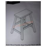 Classic solid wood saddle seat counter stool white