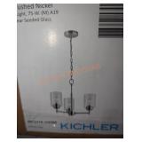 Kohler brushed nickel 3 light chandelier clear