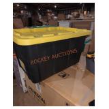HDX tough tote 27 gal black with yellow lid