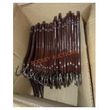 Box of 24 brown wooden coat hangers