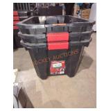 3 black pep husky 25 gal totes with no lids