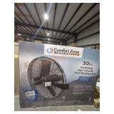 Comfort Zone 30 in. Black Oscillating Wall Fan