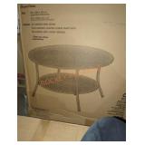 32 in woven coffee table brown finish