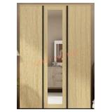 FuFu&GaGa Light Brown 3 Door Armoire with Mirror