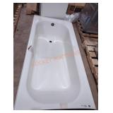 60" W x 30" D x 18" H white metal bathtub