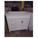 36" x 21.5" x 31" white bathroom vanity base