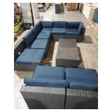 PHI VILLA Dark Brown Rattan Wicker 10-Piece